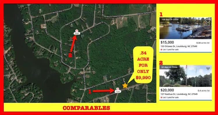 .34 Acres in Louisburg, NC - Lake Royale Access - Similar Properties for Sale for $15k and Up! BUY FOR ONLY $9,990!!