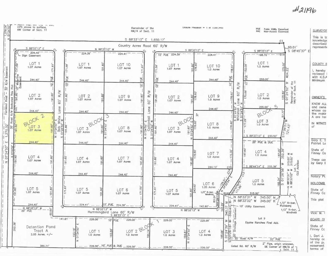 Country Acres Addition Lots Available!