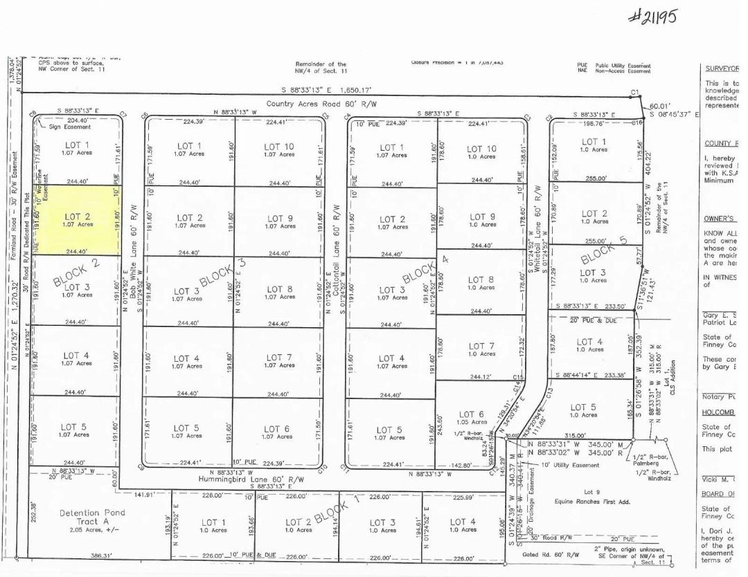 Country Acres Addition Lots Available!