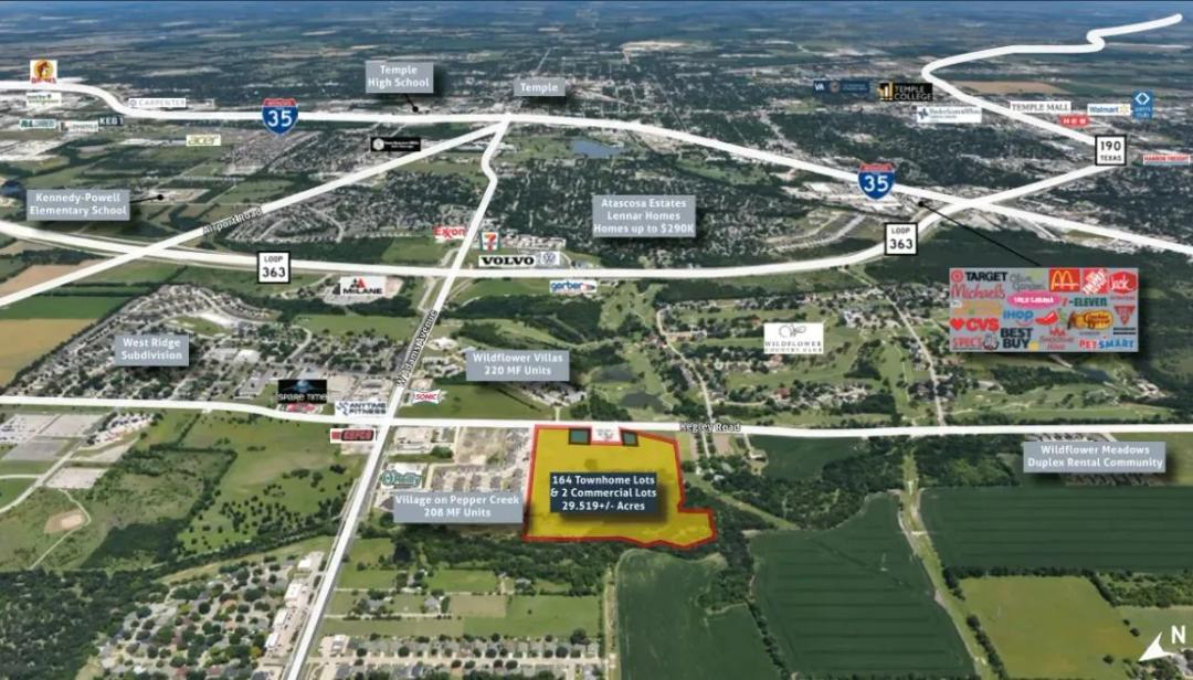 164 Townhome Lots & 2 Commercial Lots | ﻿Temple, TX