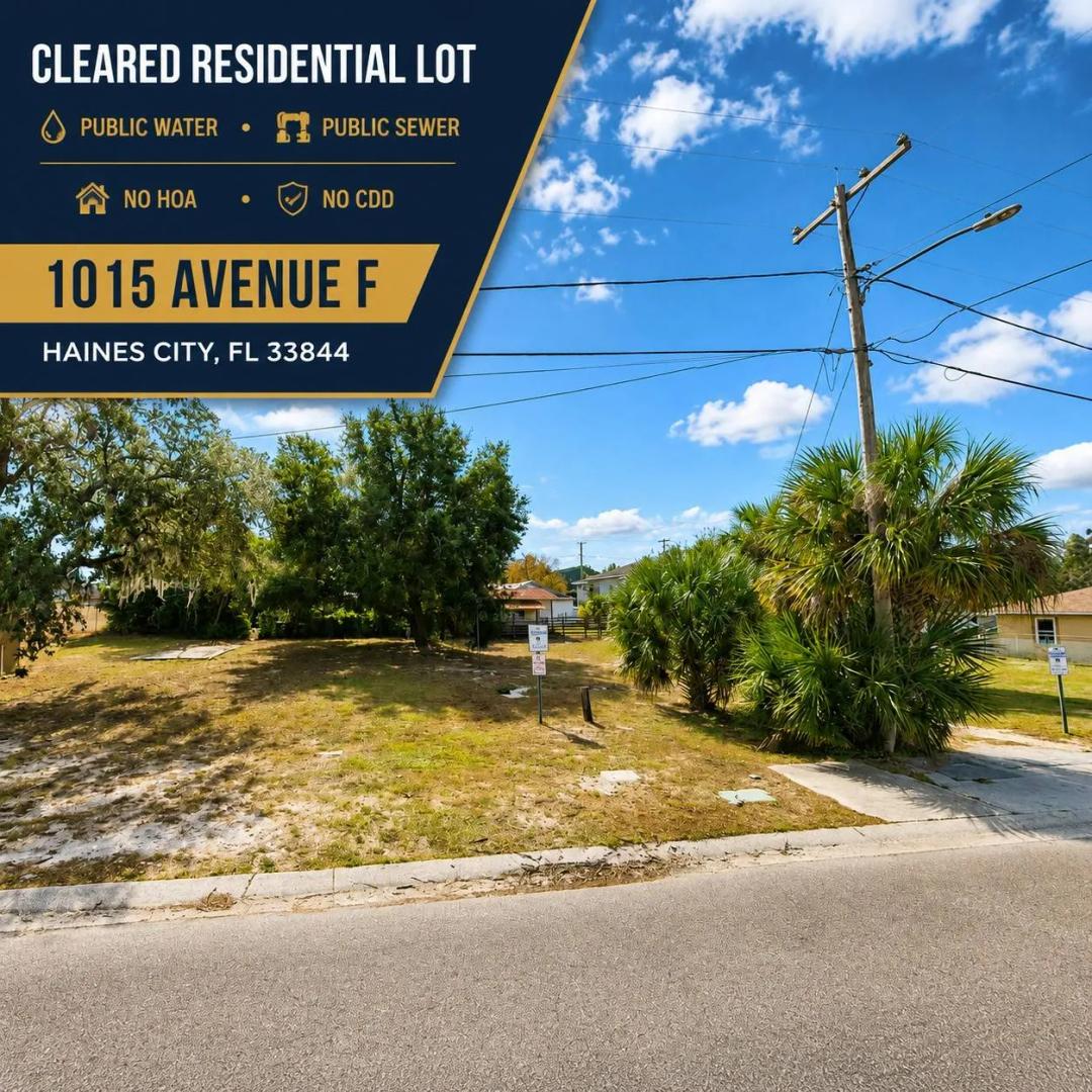 Cleared Haines City Lot: Public Water, Sewer, No HOA or CDD