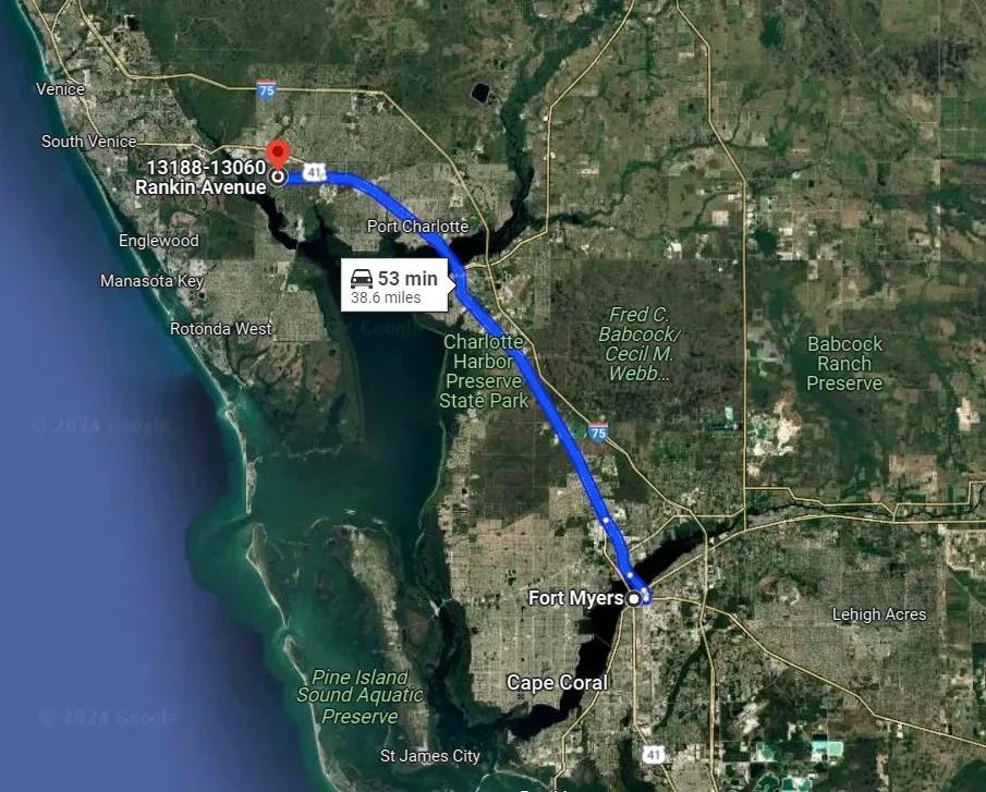 Direction from Port Myers