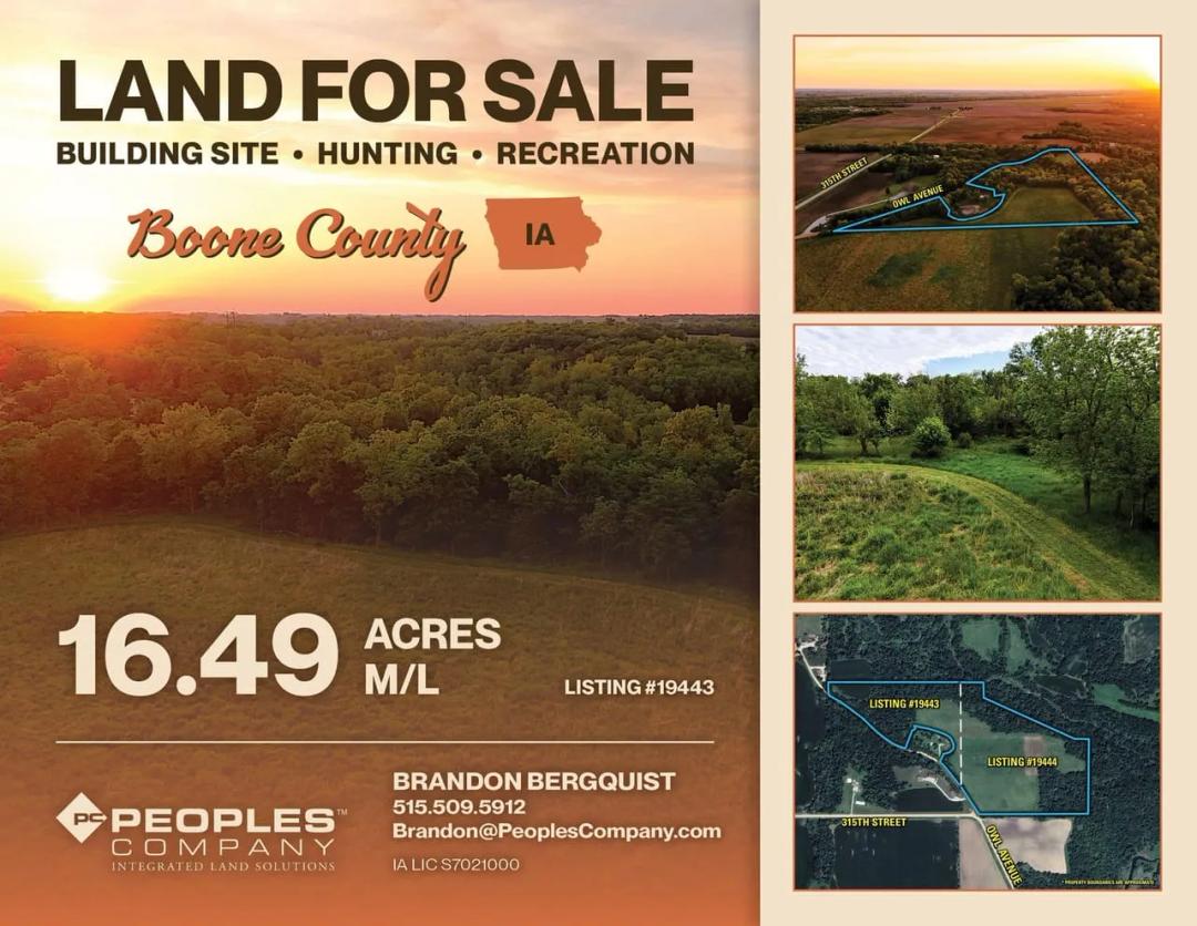 Listing #19443 - 16.49 acres in Boone County, IA