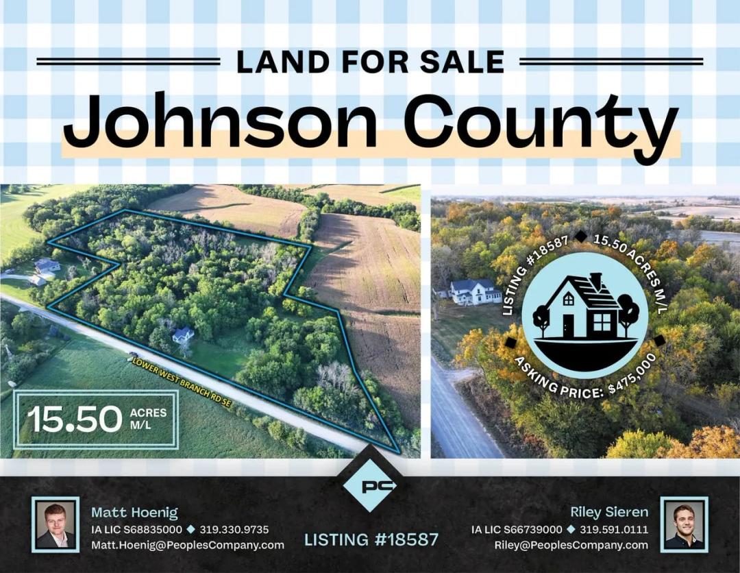 Listing #18587 - 15.50 acres in Johnson County, IA