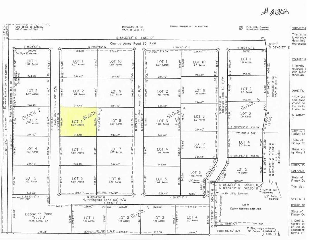 Country Acres Addition Lots Available!