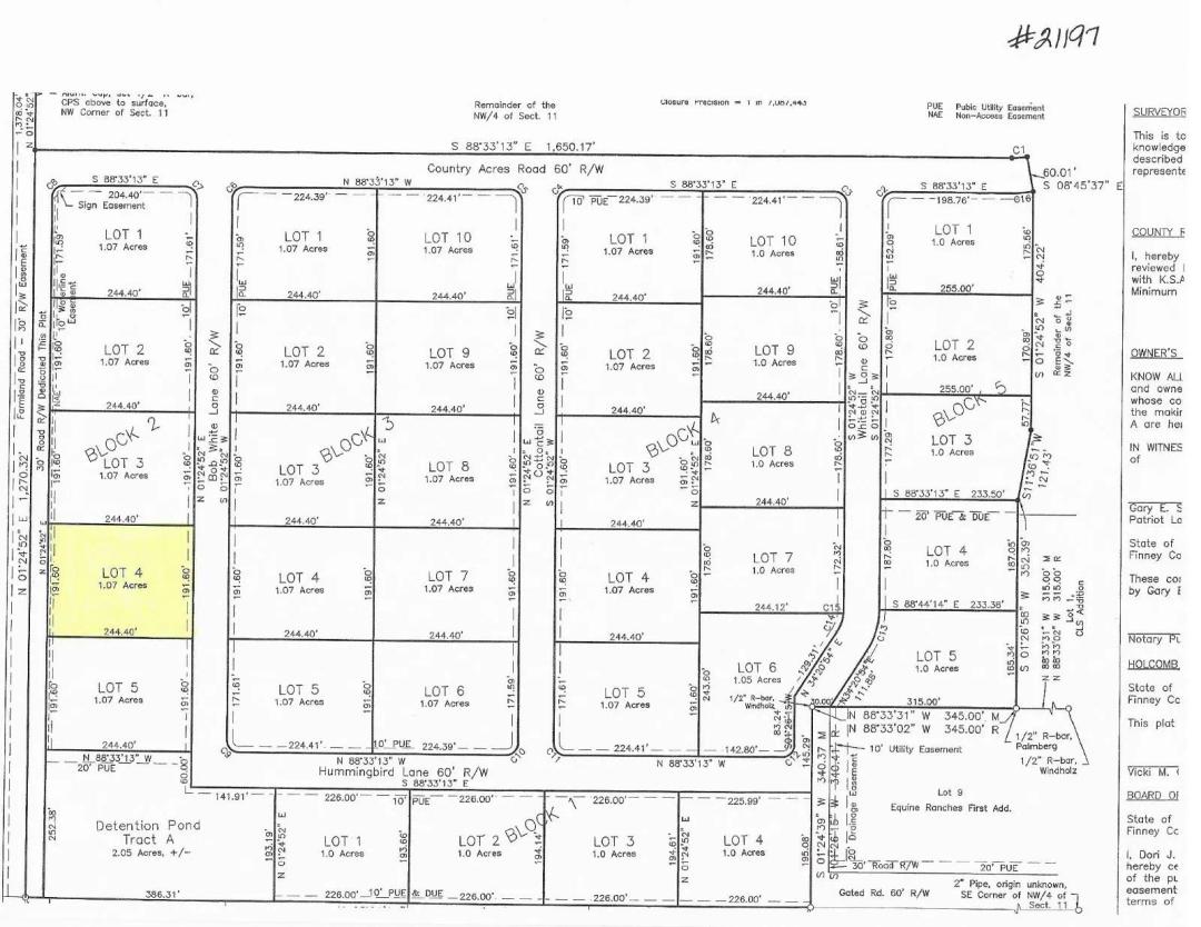 Country Acres Addition Lots Available!