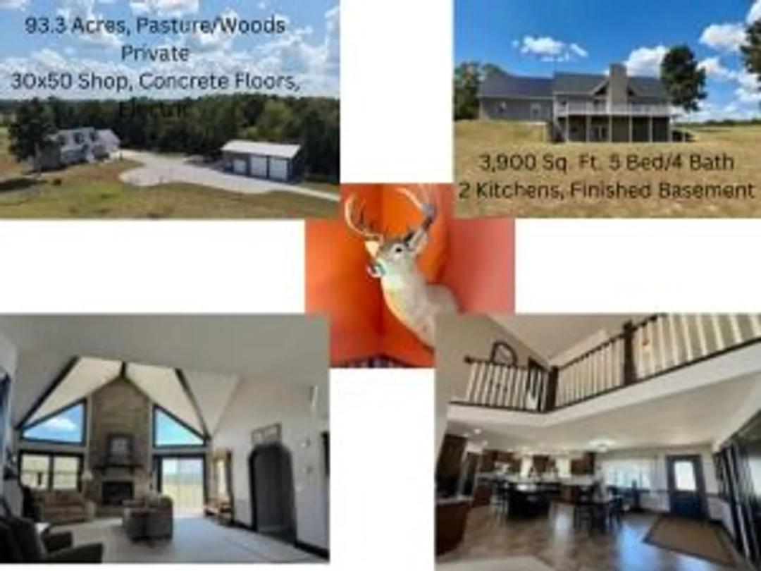 93.3 Acres, 3,900 Sq Ft Living Sapce, Pasture, Woods, Deer Stands, Shop, Texas County 