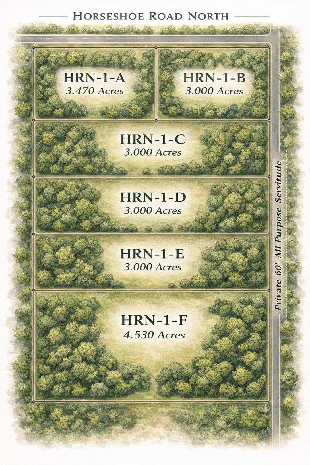 Large Acreage Homesite and Country Living Lot HRN-1-A