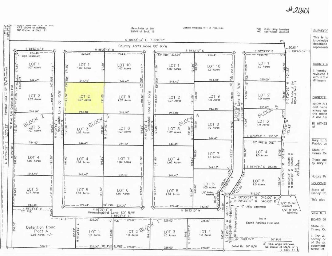 Country Acres Addition Lots Available!