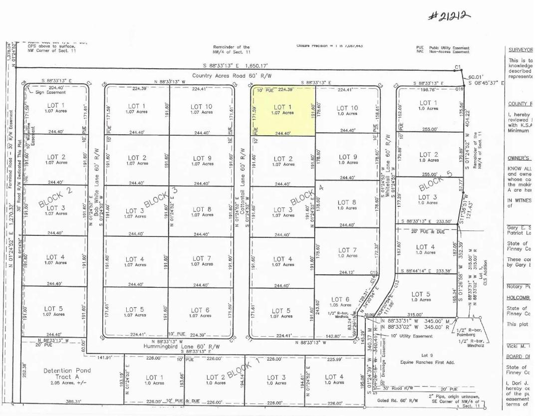 Country Acres Addition Lots Available!