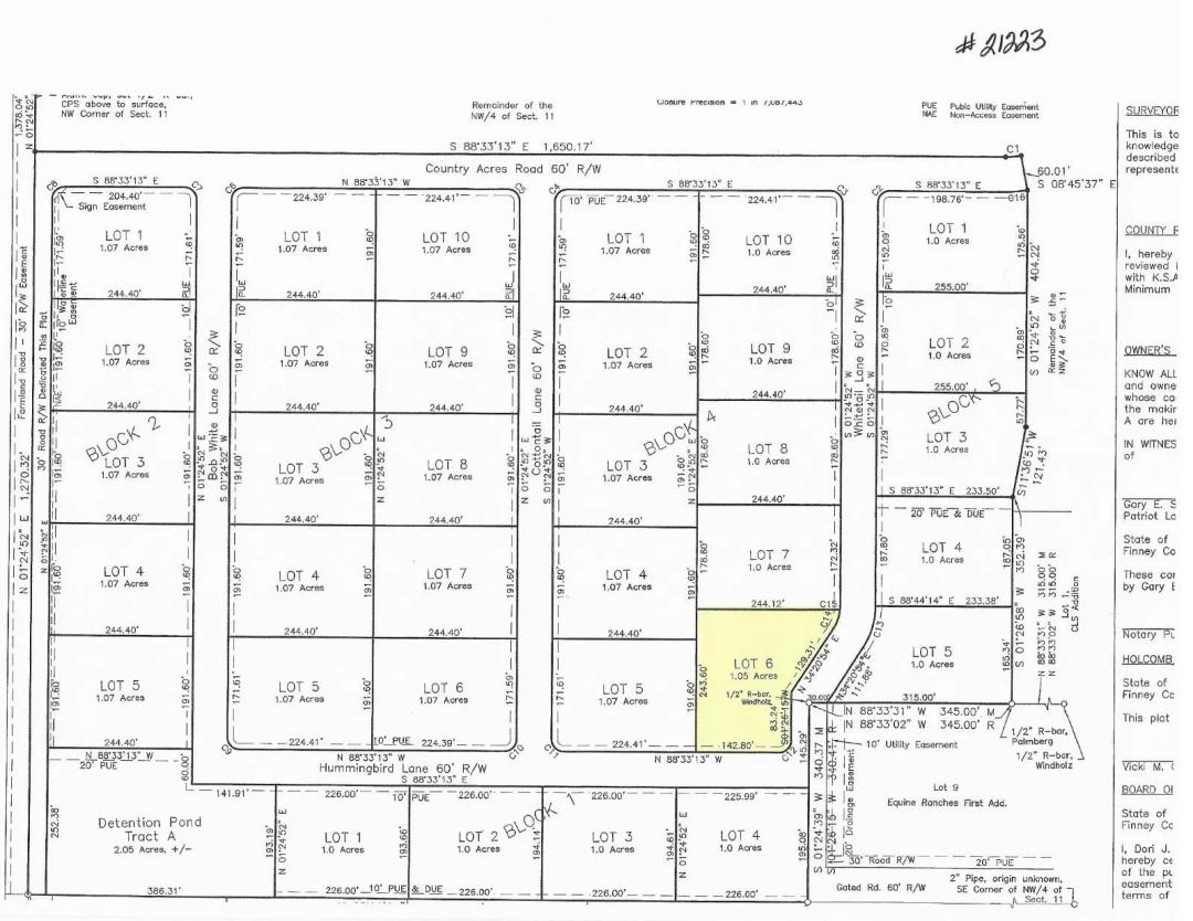 Country Acres Addition Lots Available!