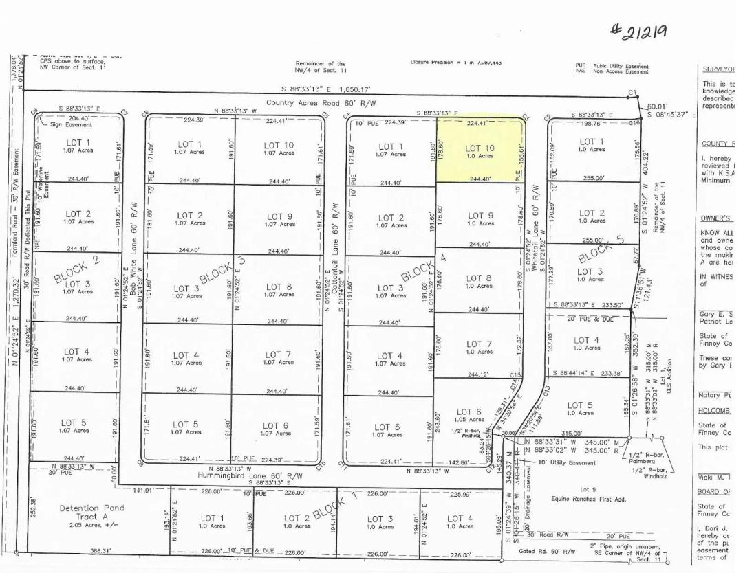 Country Acres Addition Lots Available!