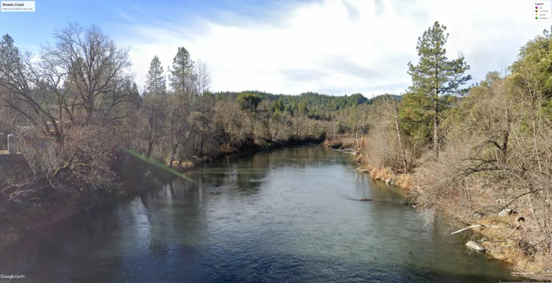 East & West banks of the Pit River and Island in the middle - Big Bend California