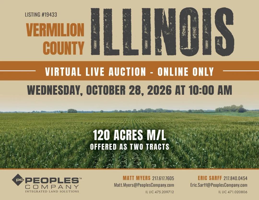 Listing #19433 - 120.00 acres in Vermilion County, IL