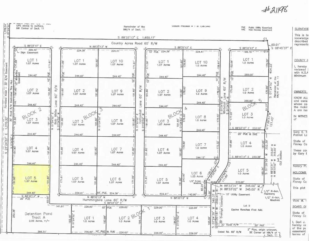 Country Acres Addition Lots Available!