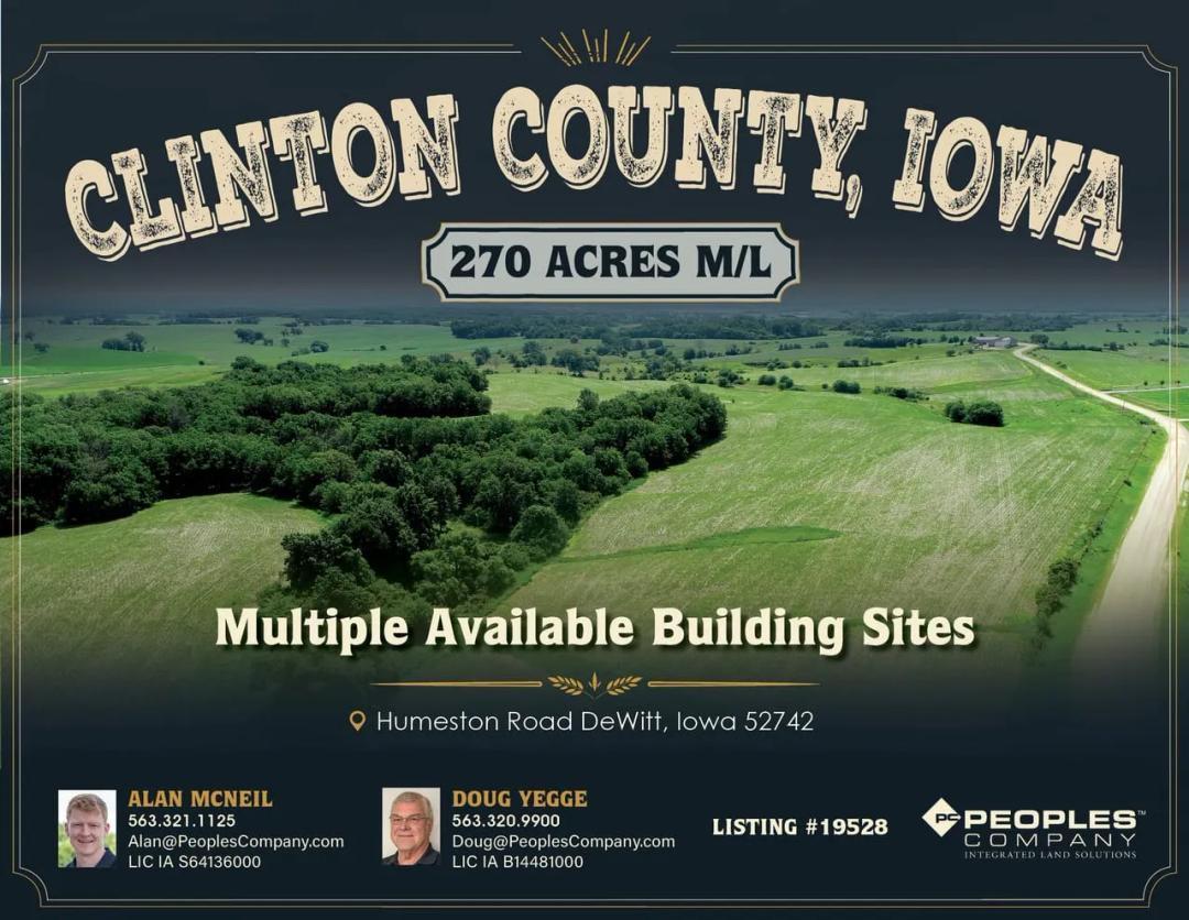 Listing #19528 - 270.00 acres in Clinton County, IA