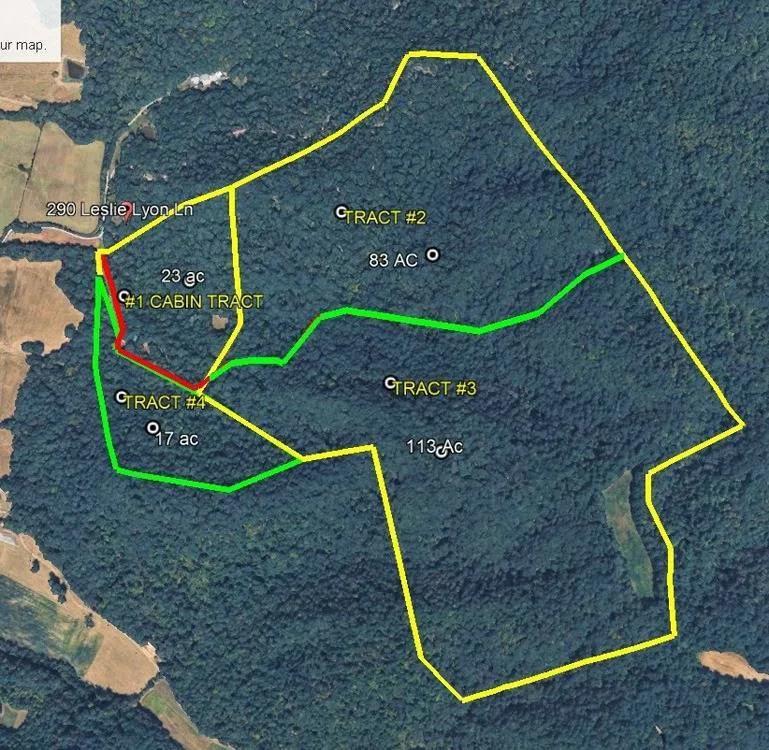 225.5 acres m/l with a cabin in 4 tracts at ABSOLUTE AUCTION