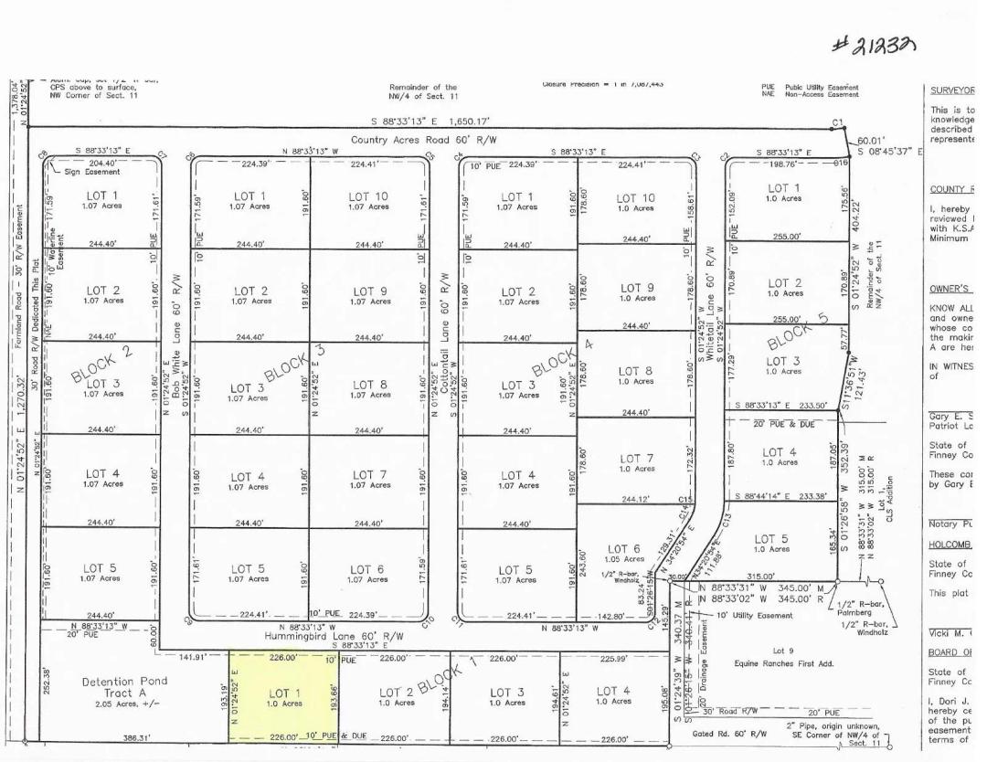 Country Acres Addition Lots Available!