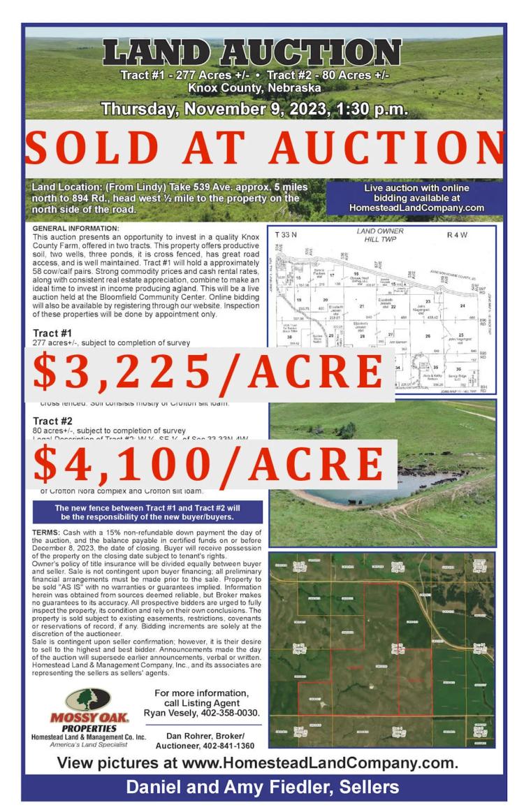 LAND AUCTION - 11-9-2023 80 Acres+/- Knox County, Nebraska - TRACT #2