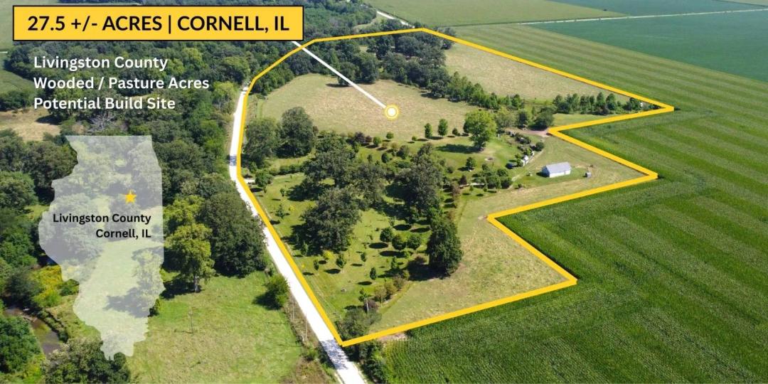 27.5 +/- Acres in Cornell/Pontiac Illinois: Potential Build Site