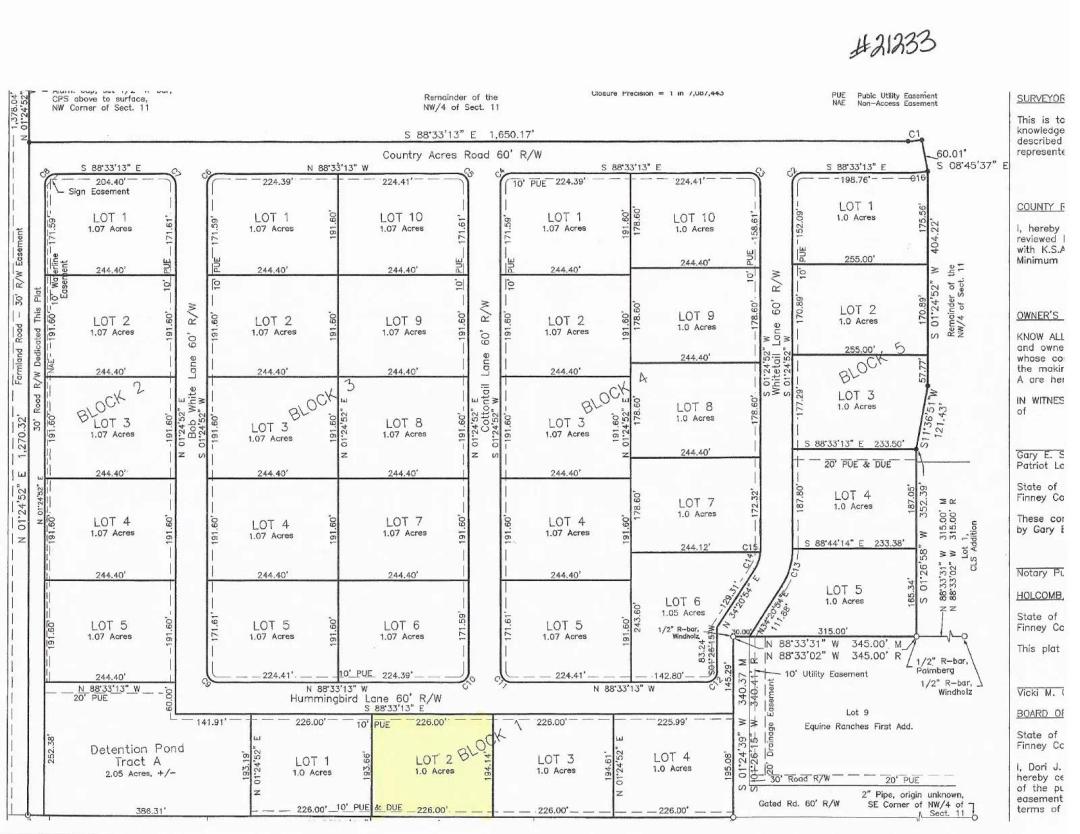 Country Acres Addition Lots Available!