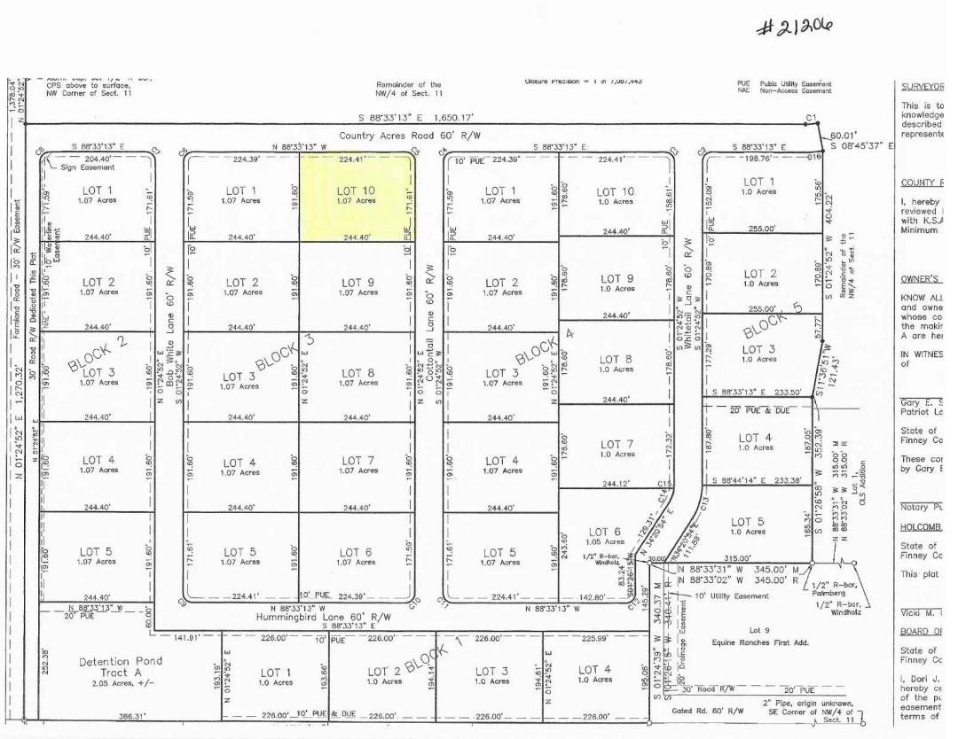 Country Acres Addition Lots Available!