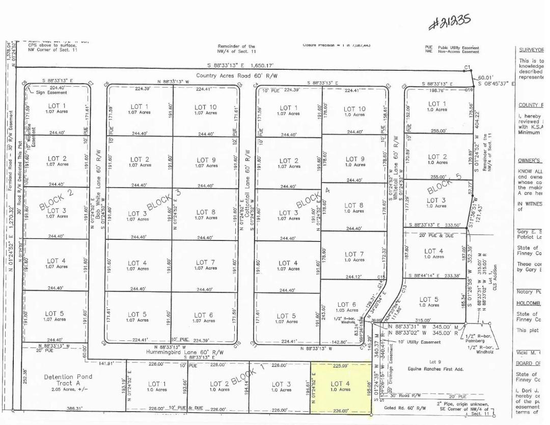 Country Acres Addition Lots Available!